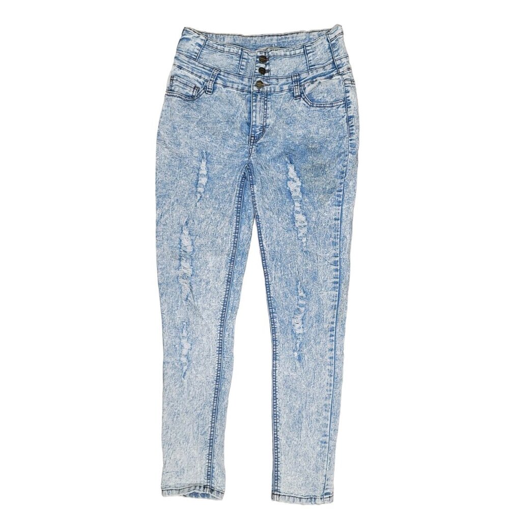Lolo Vintage High-Waisted Acid Wash Jeans slight distressed look skinny Size 13